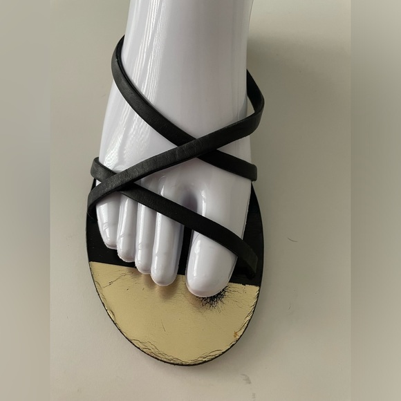 CHANEL BLACK LEATHER ANKLE STRAP SANDALS EU SIZE 37 US SIZE 7 - Picture 5 of 16